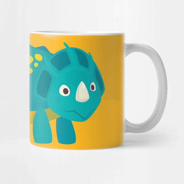 Blue Baby Dinosaur Triceratops by InkyArt